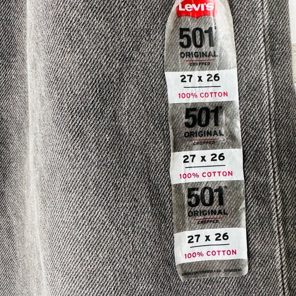 ⭐Levi's 501 Original Cropped Jeans Womens 27x26 Button Fly 27x26 Denim Gray New⭐ - Picture 11 of 11